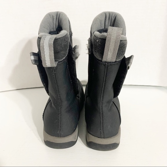 Lands End Kids Nylon Snow Weather Boots Boy Girl Black Gray Size 12M Youth ⬛️⬜️ - Picture 5 of 13